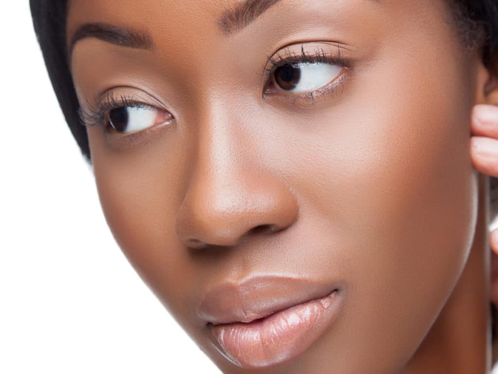 Dark Skin woman with gorgeous glowing skin